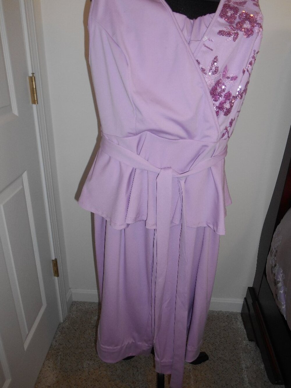 SHEIN Curve 2-Piece Lavender Sequin V-Neck Sleeveless Top & Pants Set Women 1XL